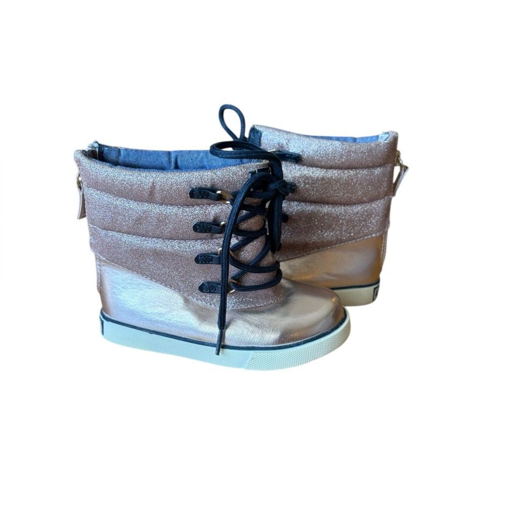 Tommy Hilfiger Regan Glitter Boots Shoes Lace Up Rose Gold Toddler Girl Size 9